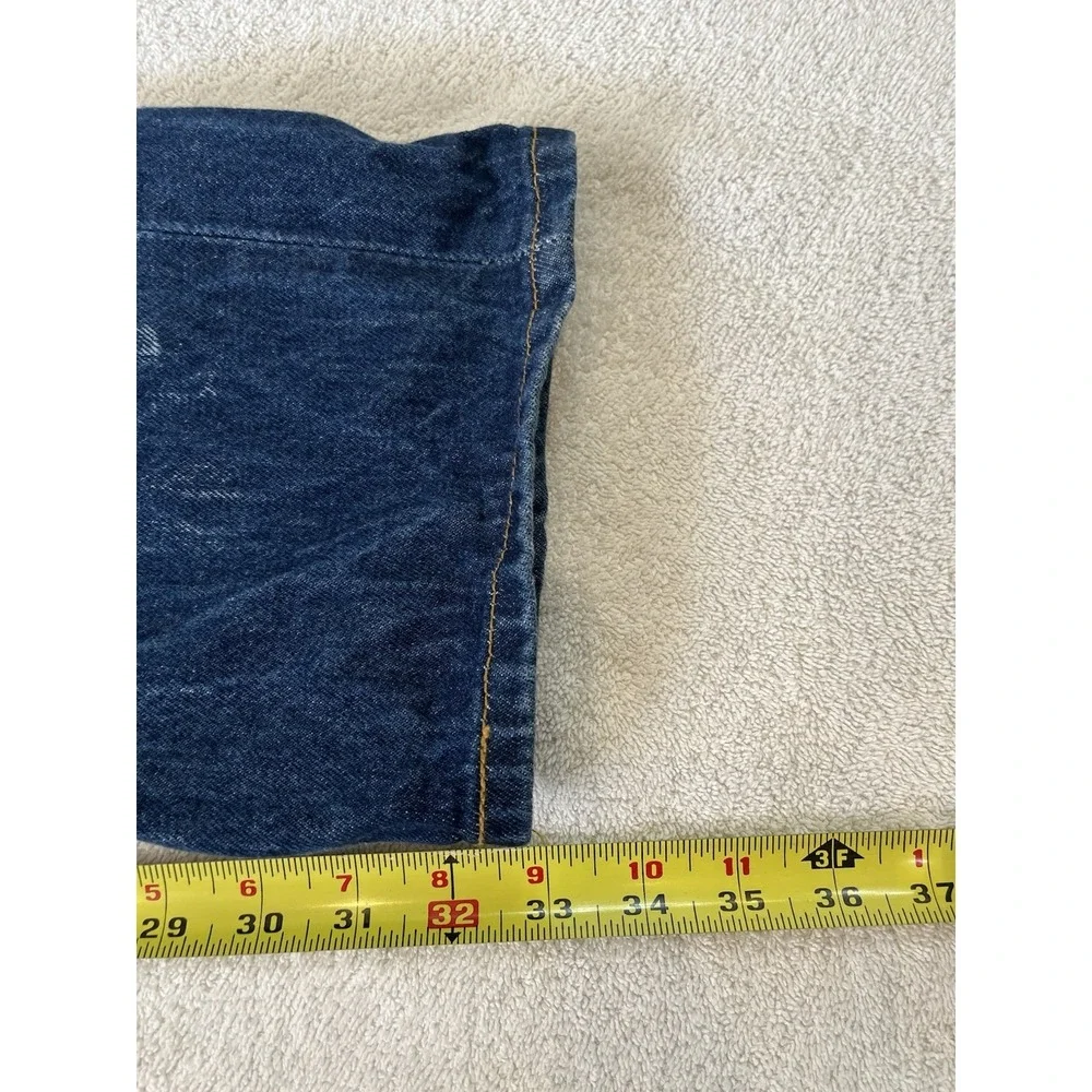 Vintage Levi's 501 Button Fly Jeans Mens 38x33 Red Batwing Distressed Dark‎ Wash